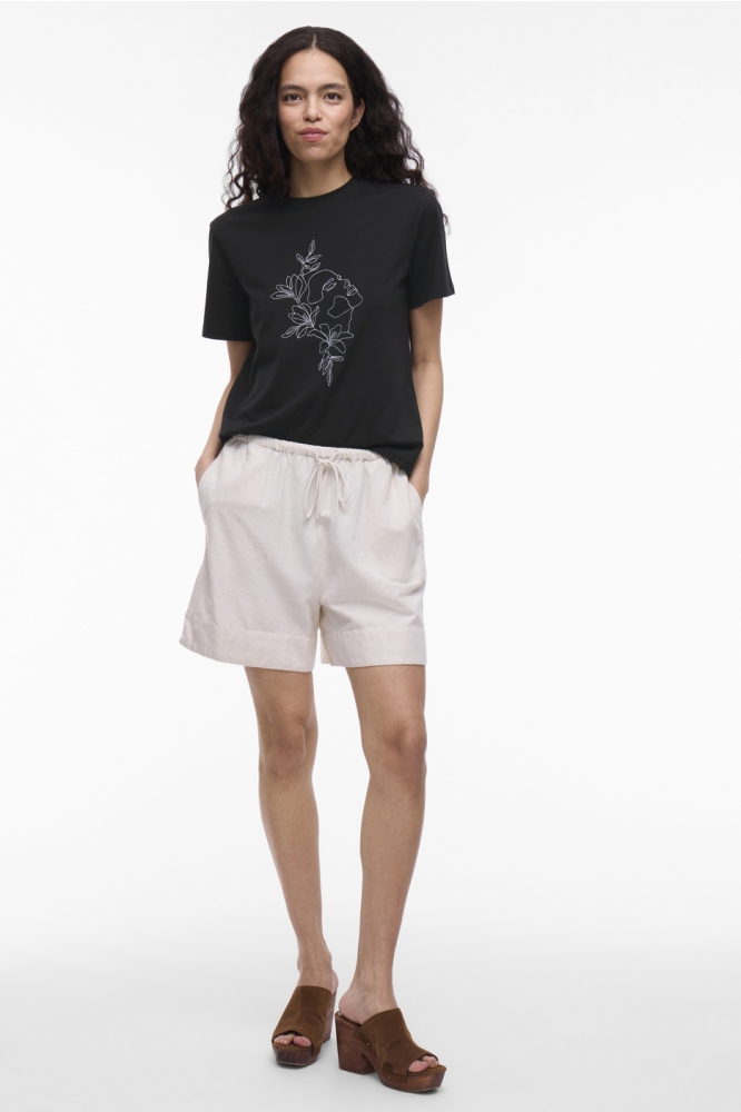 VINORA S/S T-SHIRT - NOOS 14103448 Black Beauty/EMB AVA BR